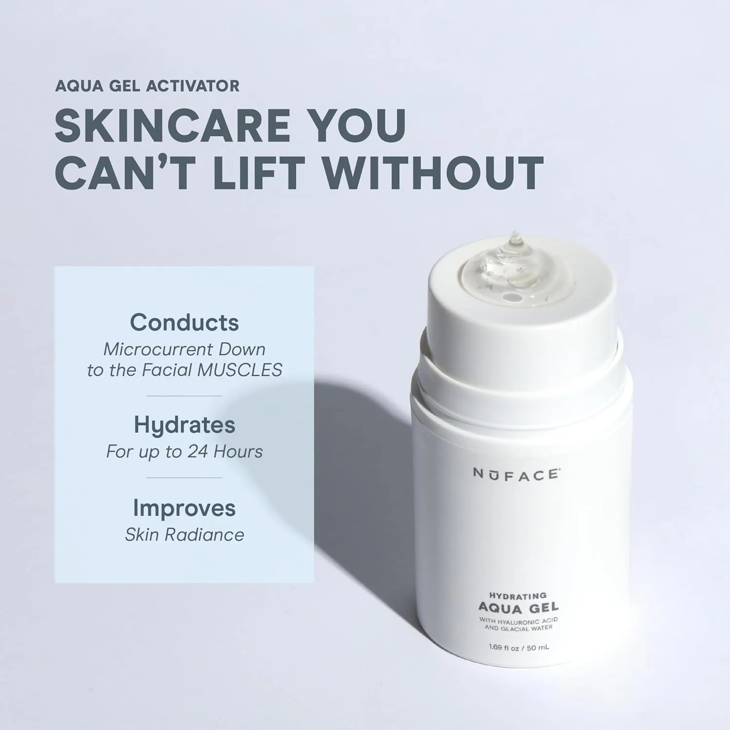 Гель для умывания NuFACE — Aqua Gel Activator - Микротоковый проводящий гель и активатор на основе IonPlex и, 280 мл — фото 2