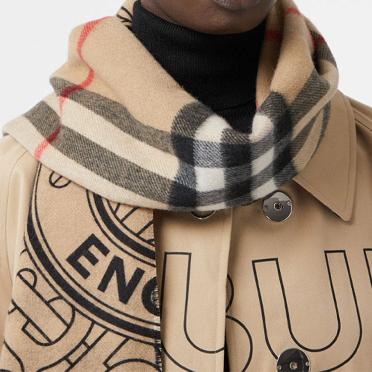 Архивный вязаный шарф унисекс бежевый Burberry — фото 2