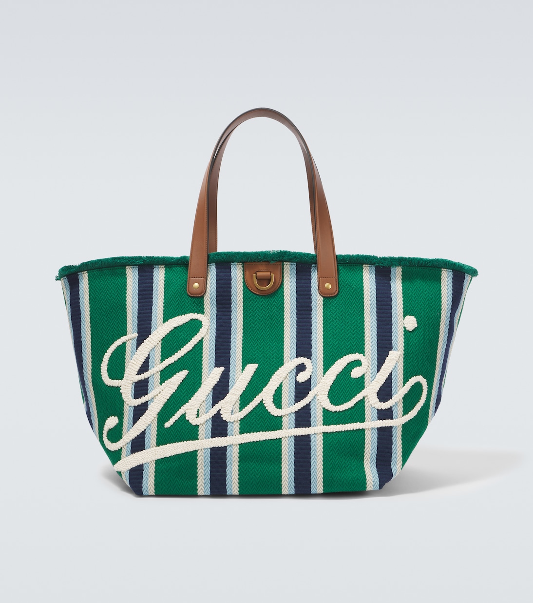 

Сумка-шоппер с большой вышитой эмблемой Gucci, Gre.Wh.Lt B/Sun/Gr.H