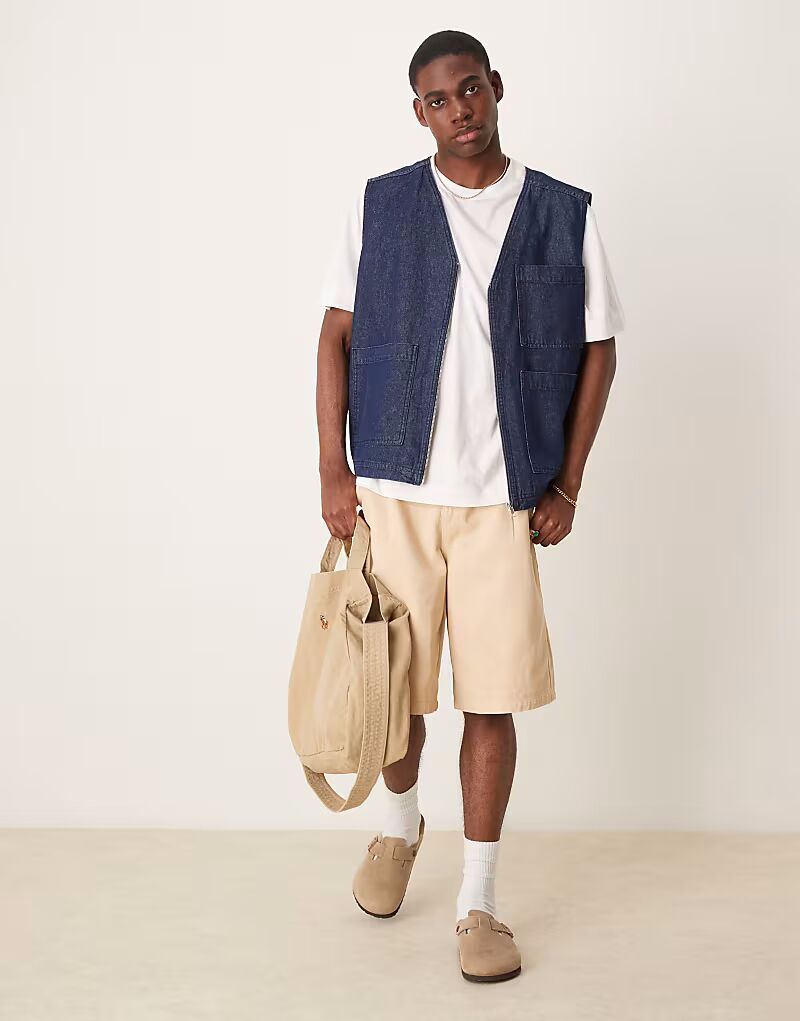 

Длинные плиссированные шорты ASOS DESIGN бежевого цвета