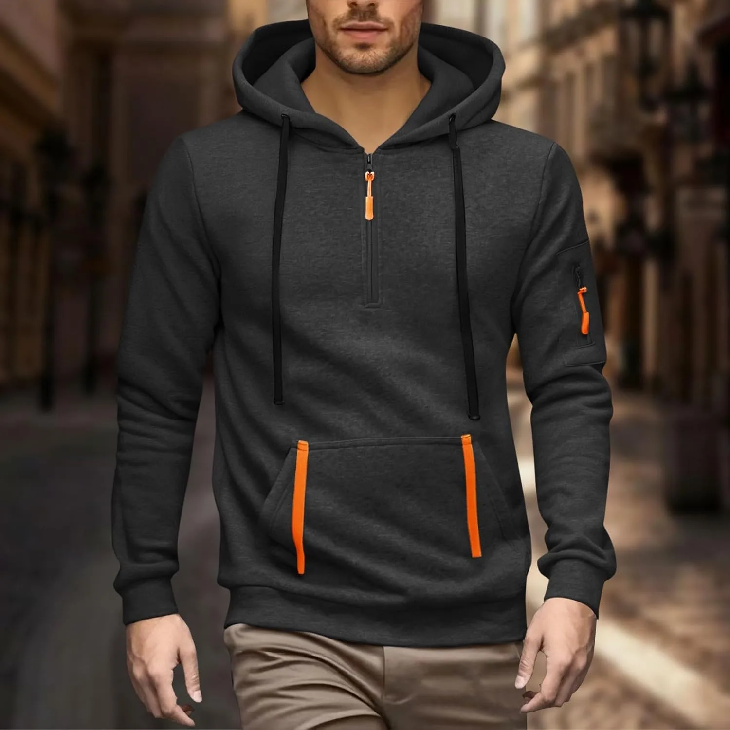 Тактический худи для мужчин Military Quarter Zip Pullover с карманами — фото 2
