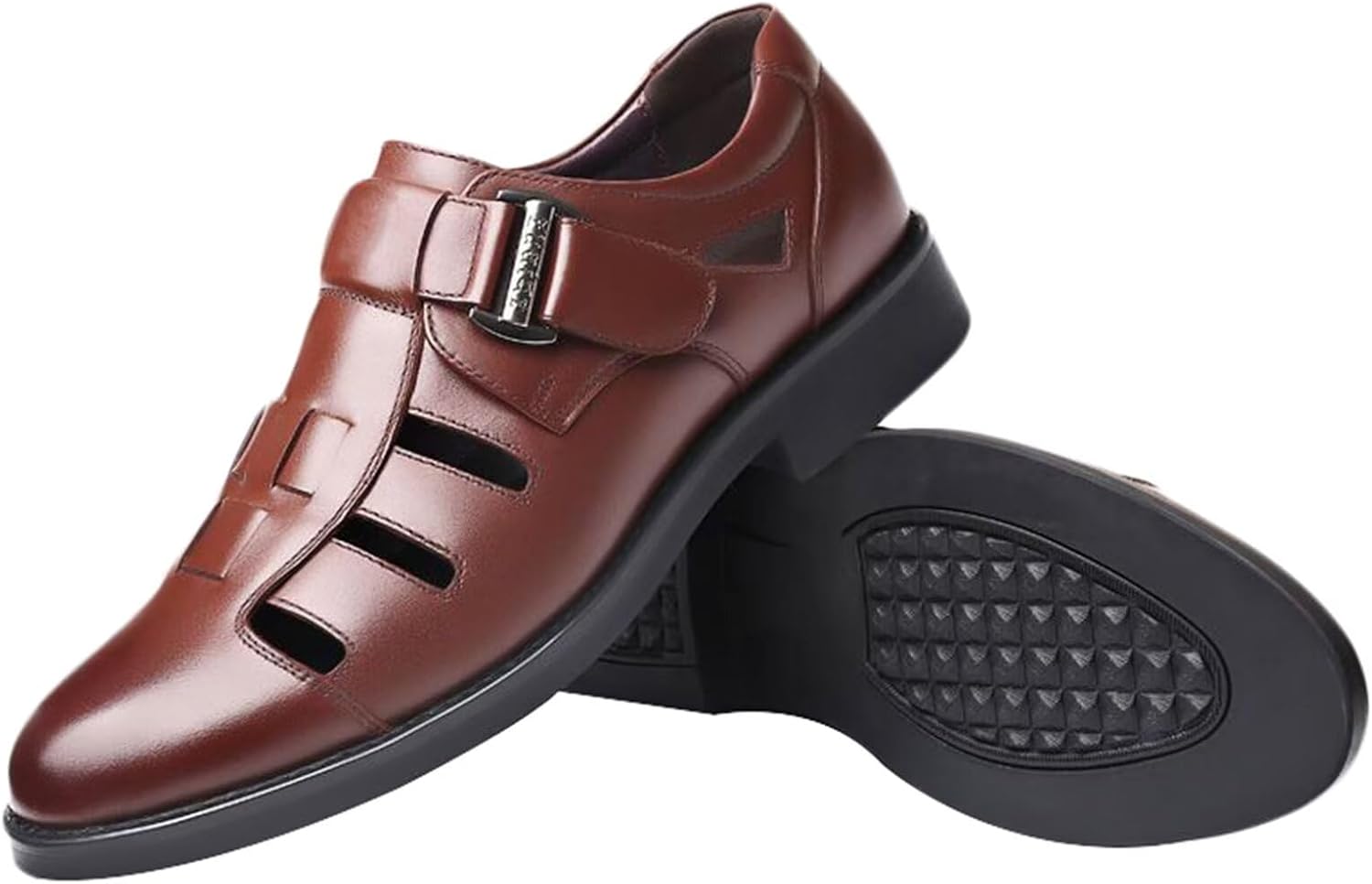 

Мужские прогулочные сандалии для активного отдыха, походные сандалии с закрытым носком, деловые сандалии, летние пляжные туфли Hnvavq, коричневый