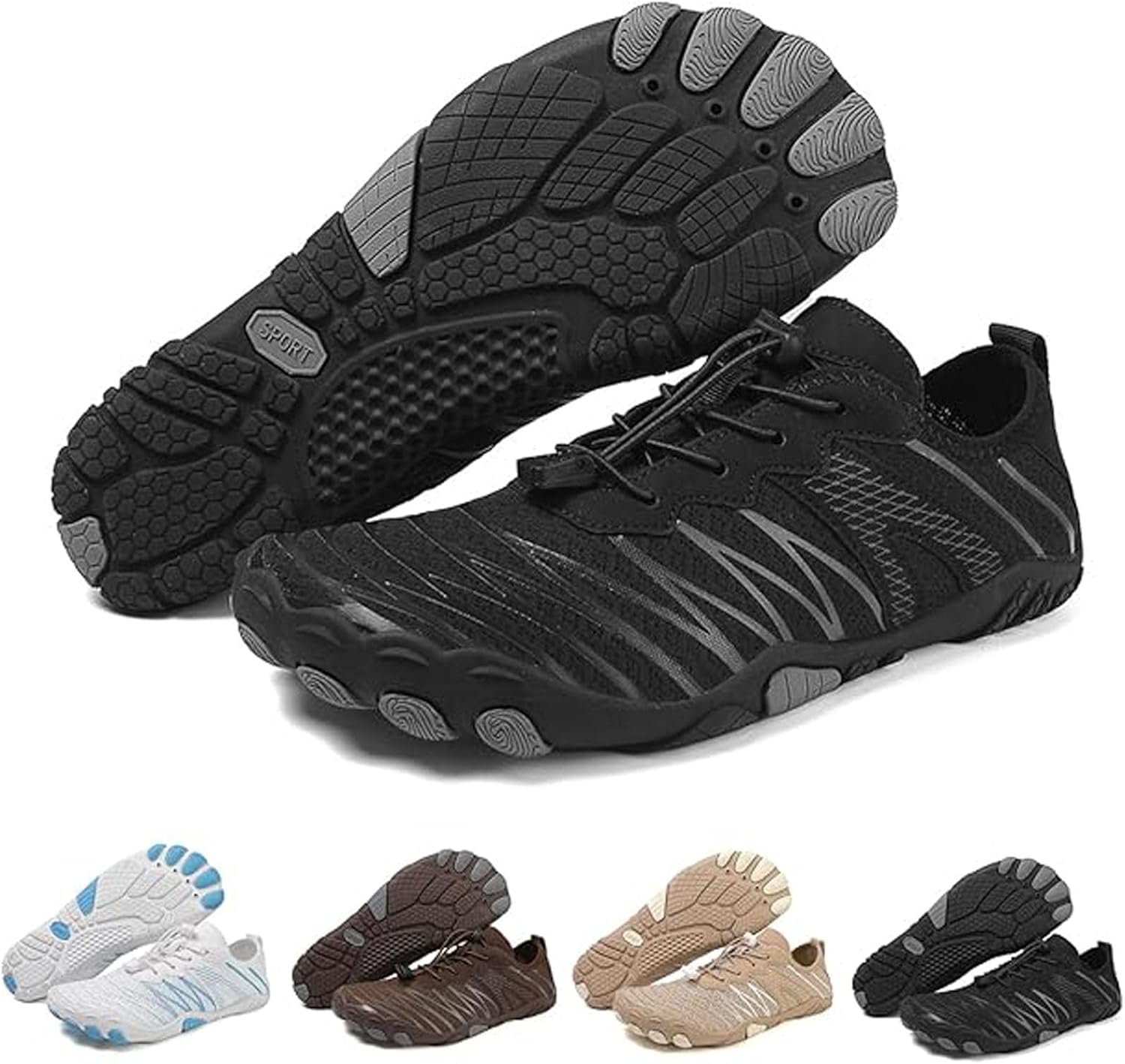 

Кроссовки StoneLiquid Barefoot для женщин и мужчин, с широкой носковой частью, облегченная обувь для походов при невропатии, черный