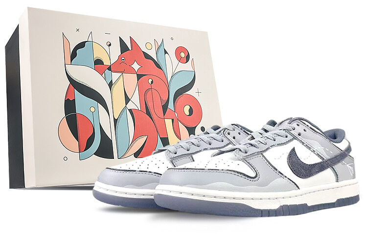 

Кроссовки Nike Dunk Skateboarding Shoes Men Low-top Gray, белый