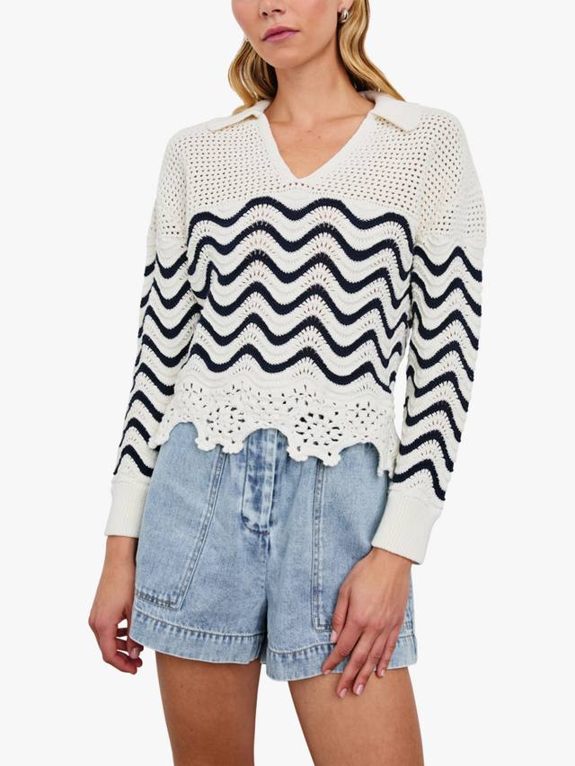 

Джемпер louise открытой вязки в волнистую полоску Rails, цвет White/Navy