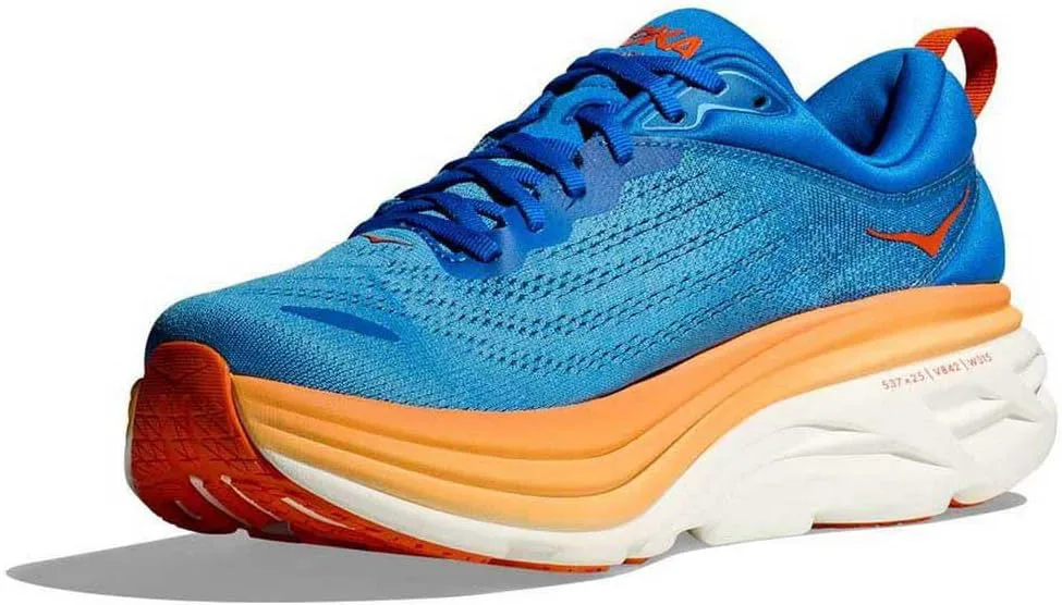 Мужские кроссовки Hoka Bondi 8 синего/бирюзового цвета, оранжевый — фото 4