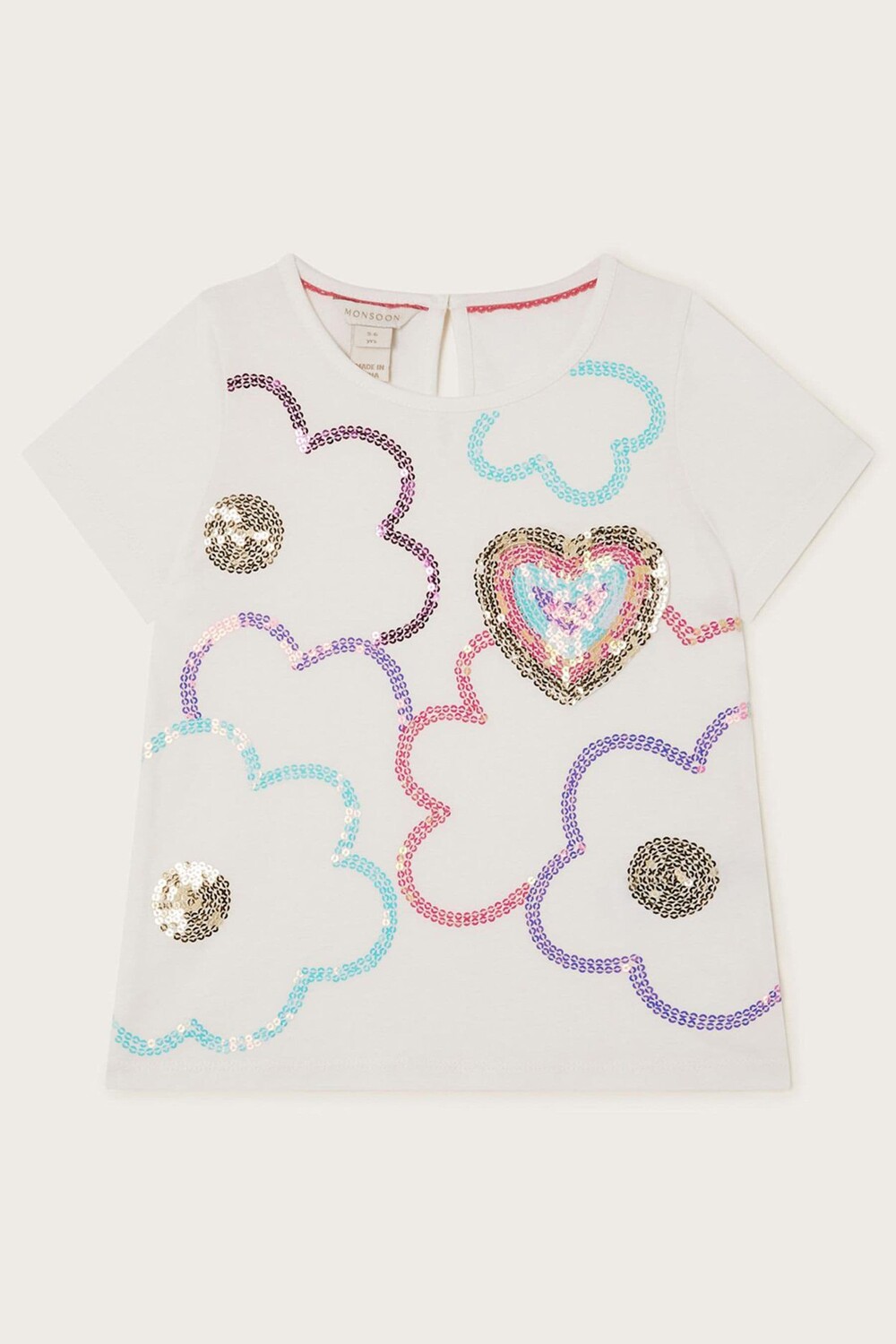 

Футболка с карманом в форме сердца и пайетками Monsoon, бежевый