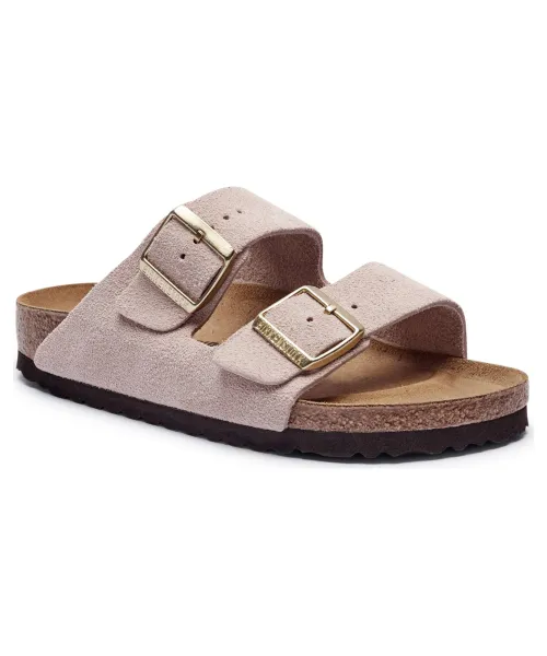 Тапочки из кожи Аризона с рычагами Narrow fit Birkenstock, розовый