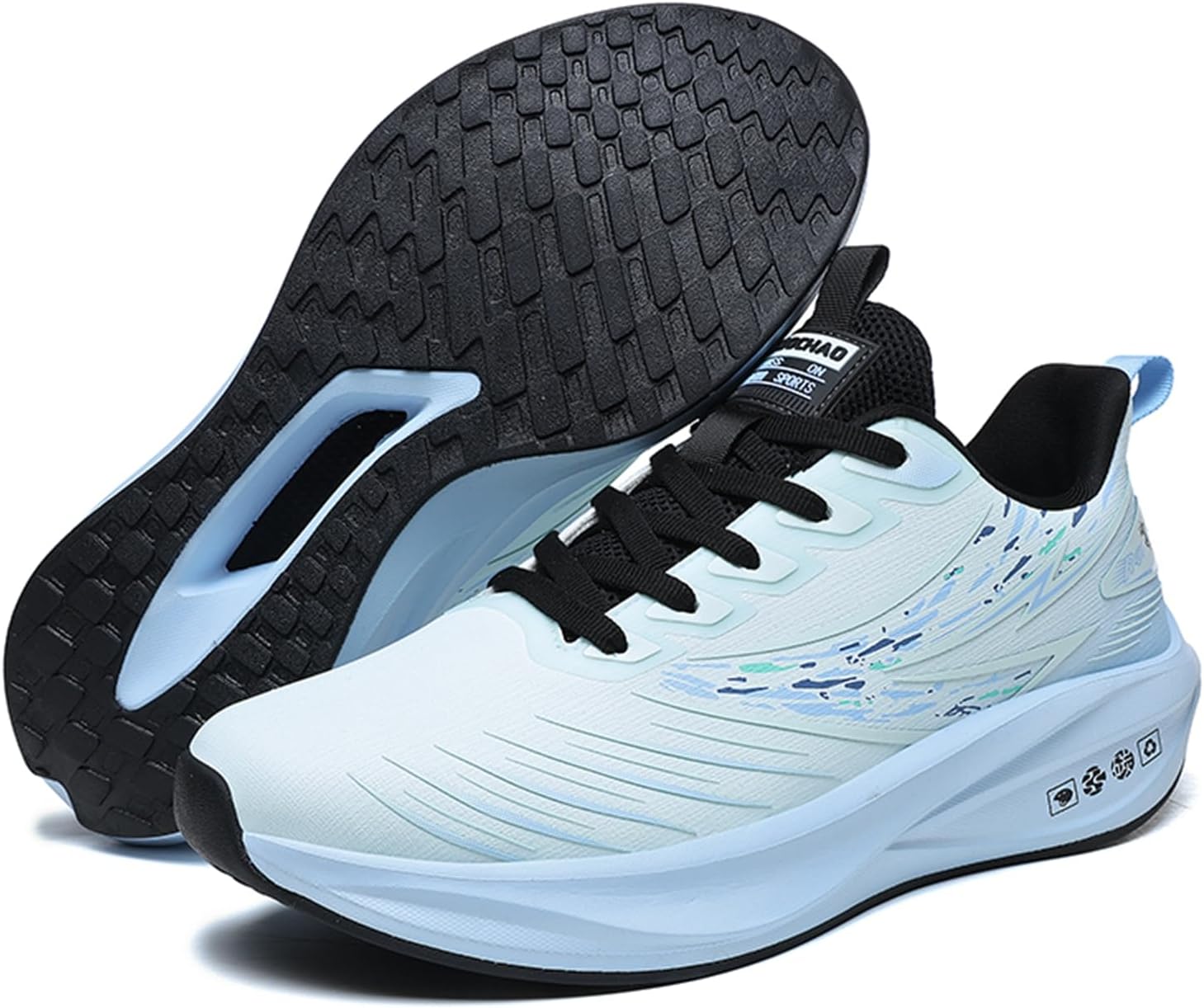 

Мужские высокие кроссовки с амортизирующей подошвой, легкие, модные, спортивные, с кожаной поверхностью, на шнуровке, с толстой подошвой, повседневные, для бега, подходят для кампуса, улицы и прогулок Qaoterod, синий