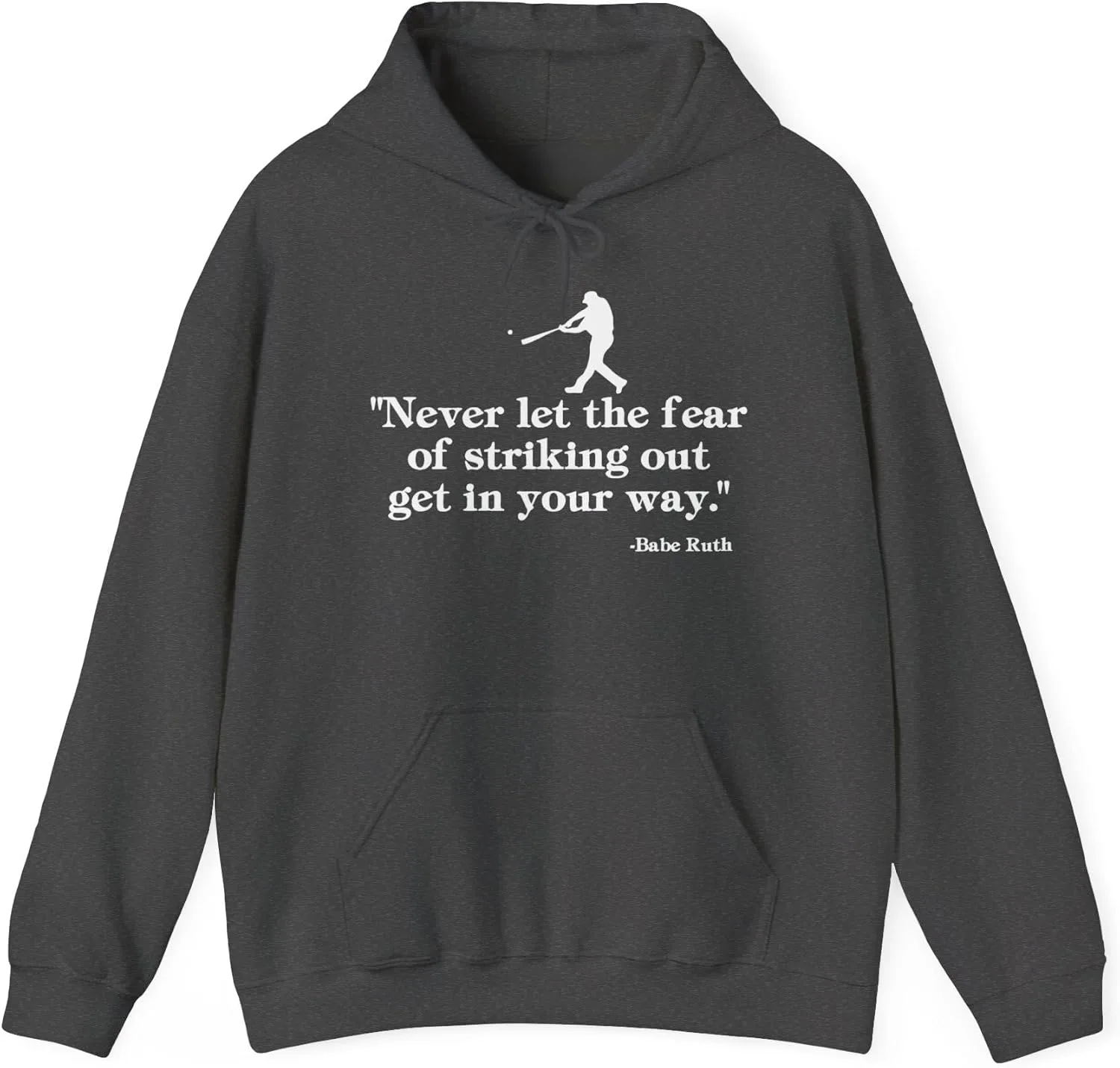 Мужская бейсбольная толстовка с капюшоном Never Let Fear of Striking Out, унисекс, из плотной смесовой ткани GENERIC, Dark Heather