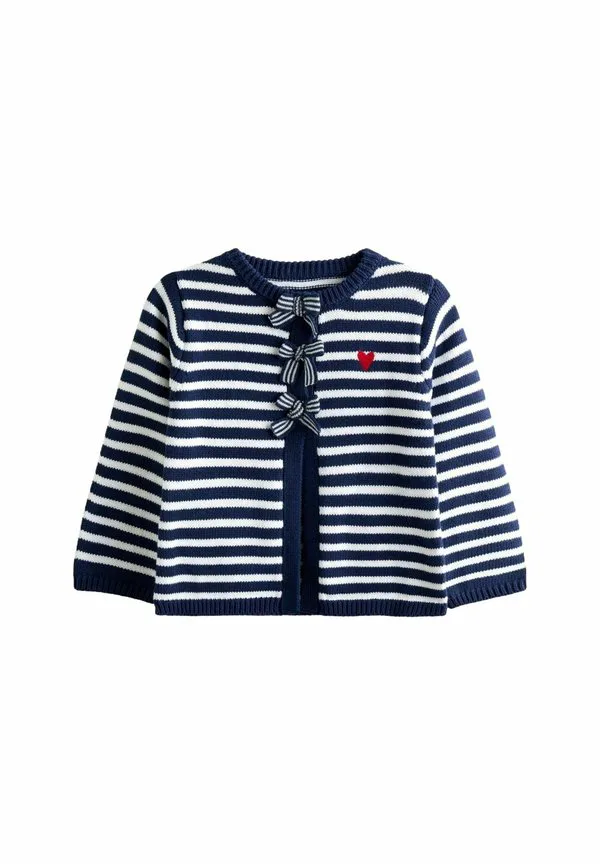 Классический кардиган в полоску с бантом спереди, прямого кроя. Jojo Maman Bébé, Navy Blue