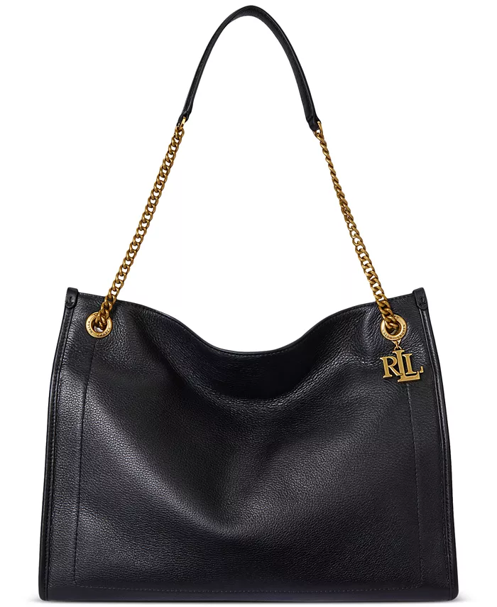 

Большая сумка-тоут Bradley из шагреневой кожи Lauren Ralph Lauren, черный