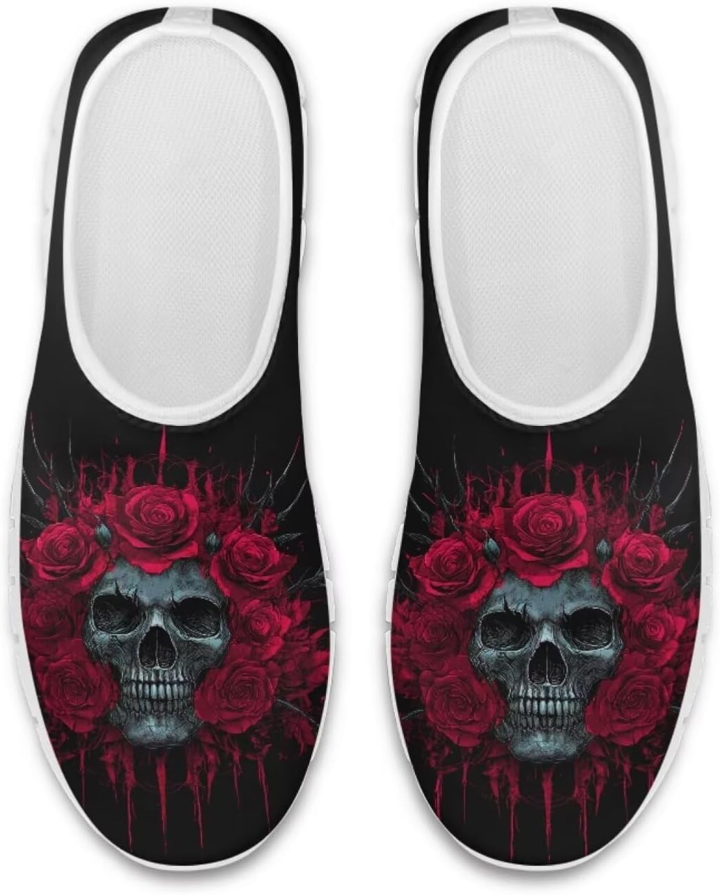 

Слипоны Chaqlin с черепом, низкие кеды, удобные мягкие сетчатые теннисные кроссовки для женщин и мужчин, для тренировок, с возможностью надевания без рук, красный