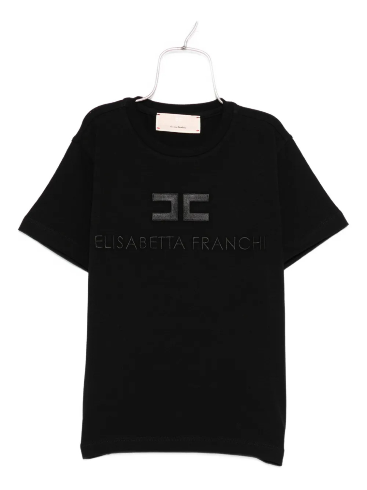 

Хлопковая футболка Elisabetta Franchi La Mia Bambina с вышитым логотипом, черный