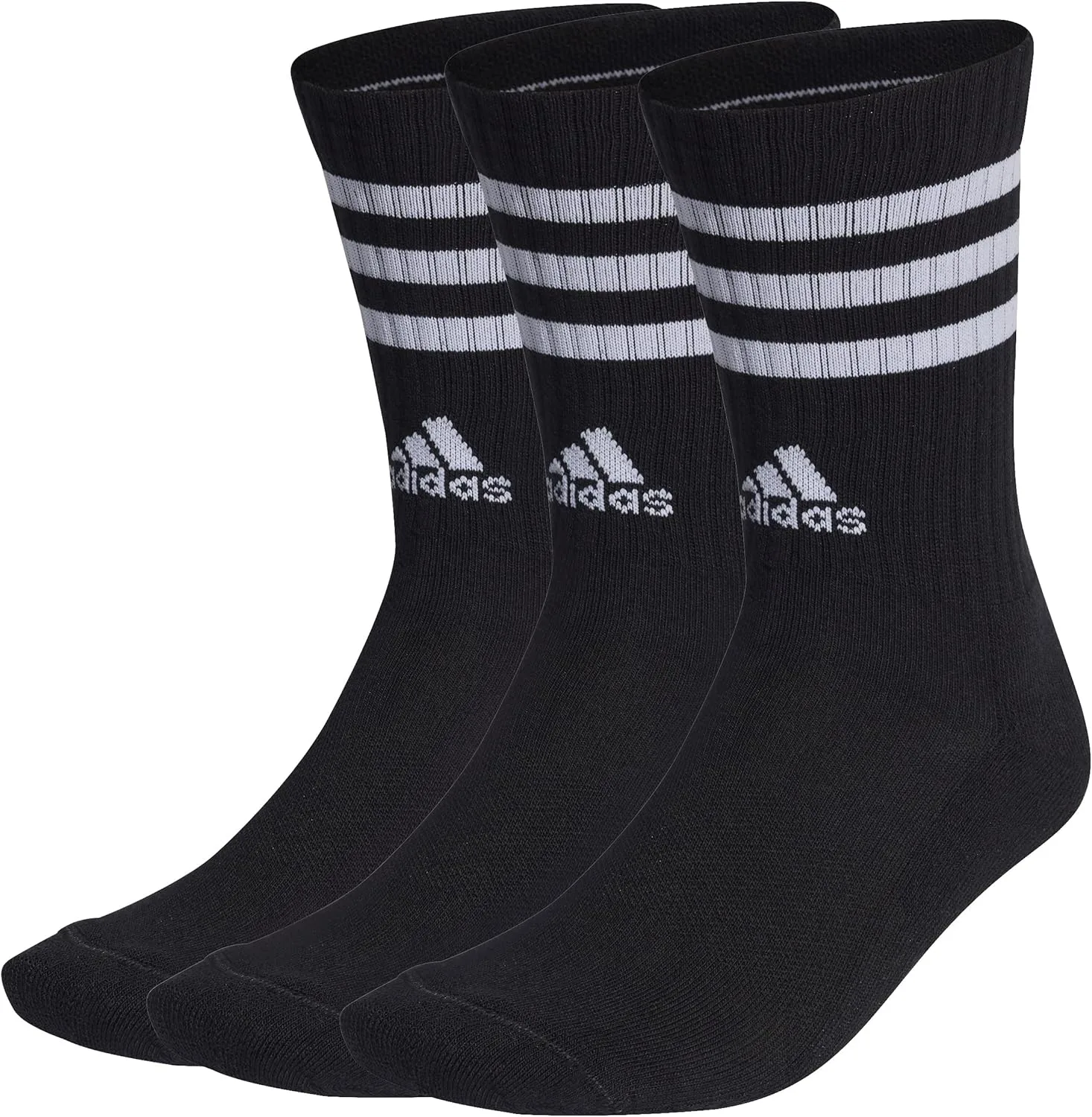 Носки Adidas с тремя полосками, мягкие, унисекс, для взрослых, 3 пары, черный