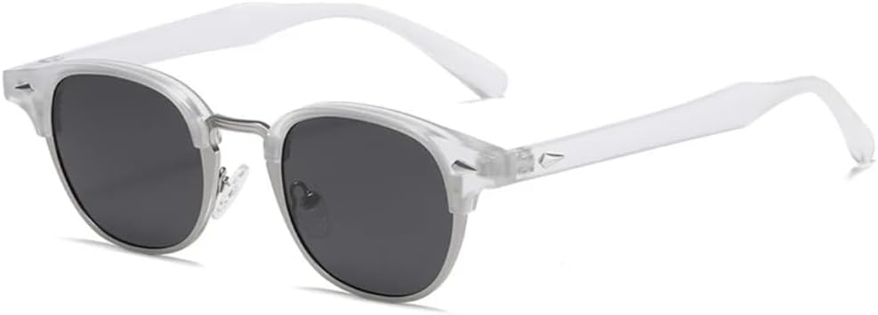 

Ретро-классические полуметаллические овальные солнцезащитные очки для женщин и мужчин в стиле панк с заклепками, защита от УФ-излучения UV400 TVTBBVV, Transparent Grey