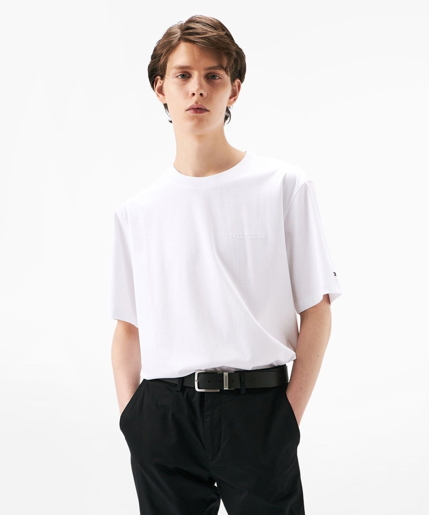 Футболка с тиснением «интерлок» TOMMY HILFIGER, White YCF