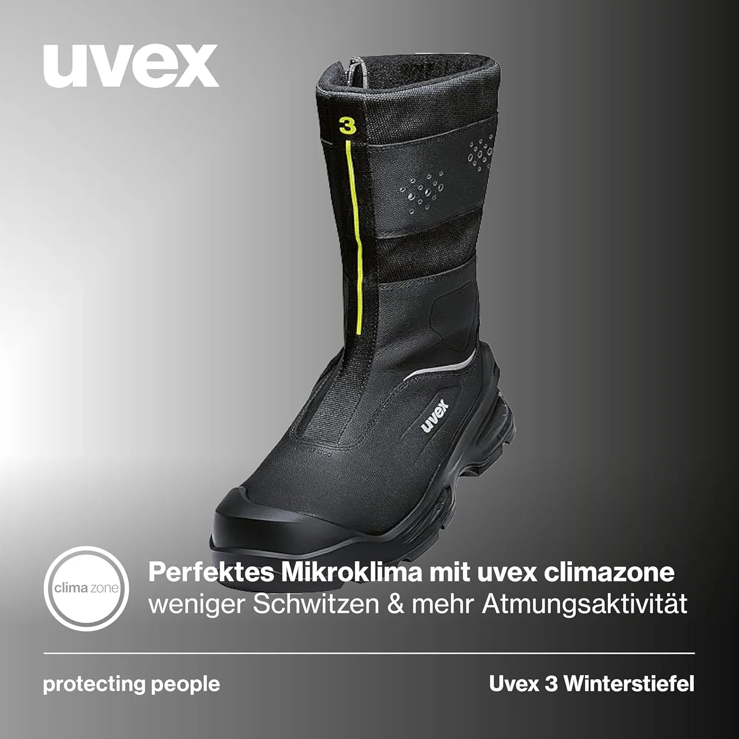 Зимние ботинки Uvex 3 S3L FO CI SC SR - защитная обувь - защитные ботинки - Watertalking - Shirina 11, черный — фото 2