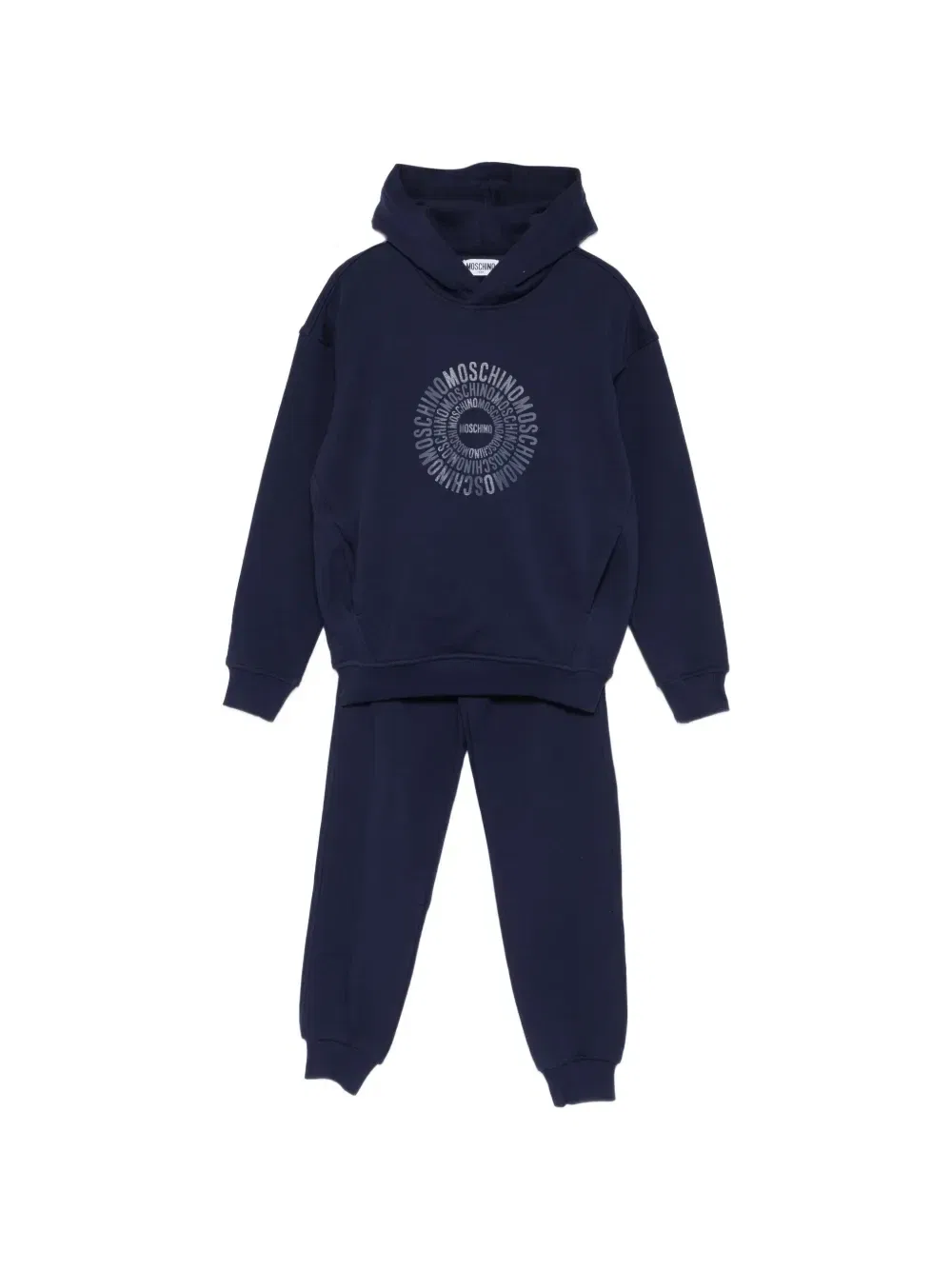 Спортивный костюм с капюшоном и графичным принтом Moschino Kids, синий