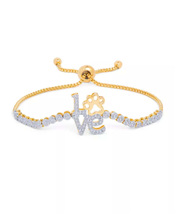 

Регулируемый браслет-боло с бриллиантами в форме лапы любви из позолоченного металла Macy'S, gold