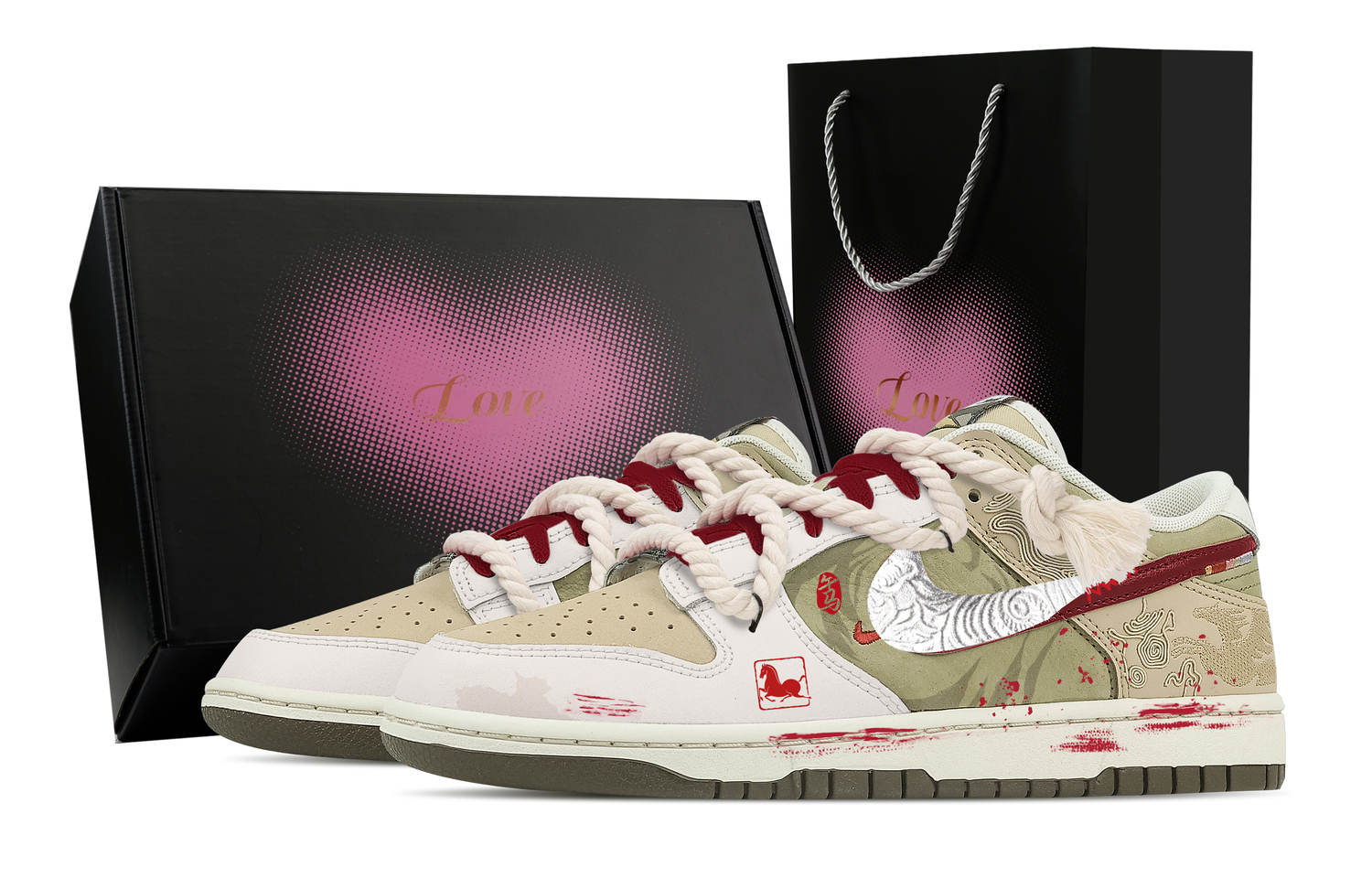 

Nike Dunk Shifa Red, Heart Box Low top Skateboard Shoes мужские бежевые умбер