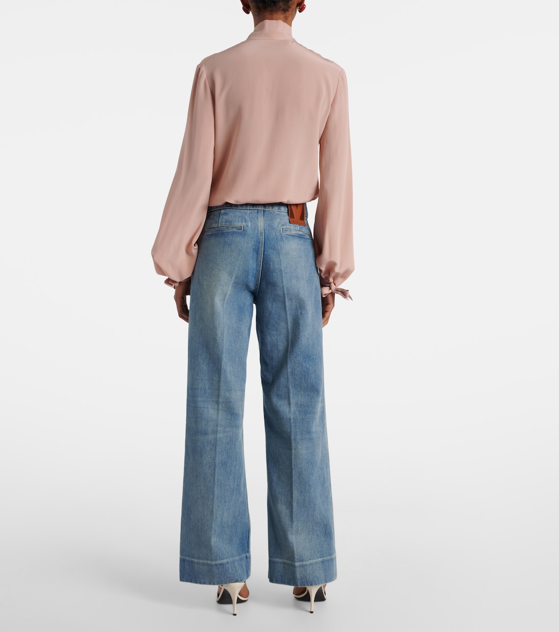 Джинсы VGold со средней посадкой и широкими штанинами Valentino, Medium Blue Denim — фото 3