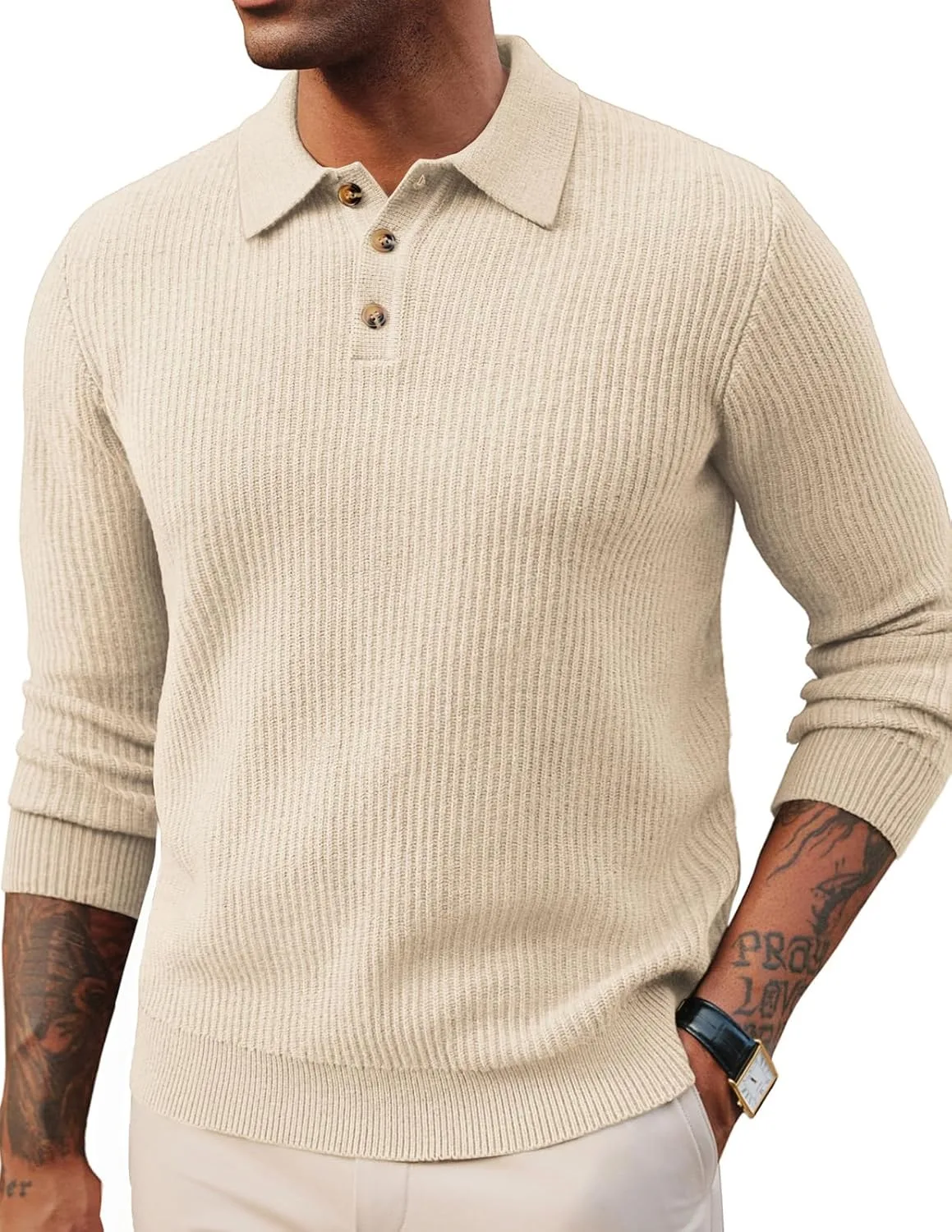 

Свитер Paul Jones с воротником-поло и косой вязкой PJ PAUL JONES