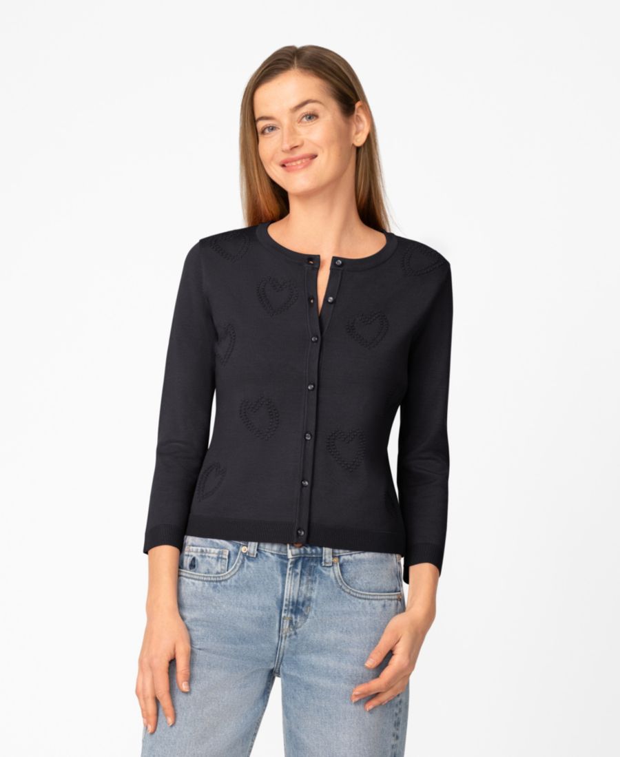 

Женский кардиган с вышитыми сердечками и пуговицами Melissa Paige, Jet Black