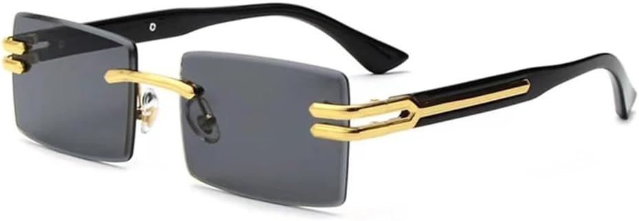 

Ретро-солнцезащитные очки без оправы для мужчин и женщин в стиле панк, прямоугольные солнцезащитные очки без оправы, маленькие, с защитой от УФ-излучения UV400 HDUBFY, 1