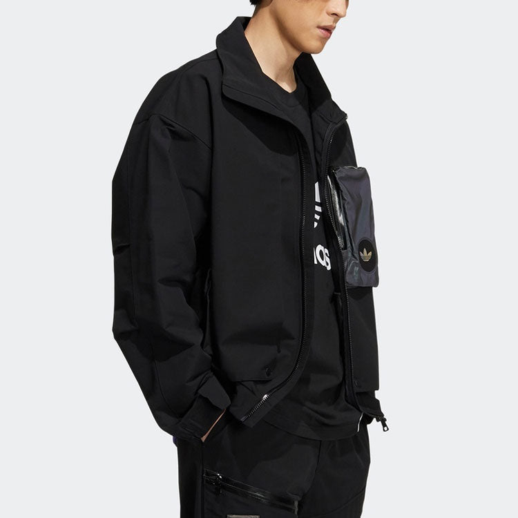 Куртка adidas originals 3D Pocket Logo Outdoor Cardigan Woven Stand Collar Jacket Black H58069 — фото 4