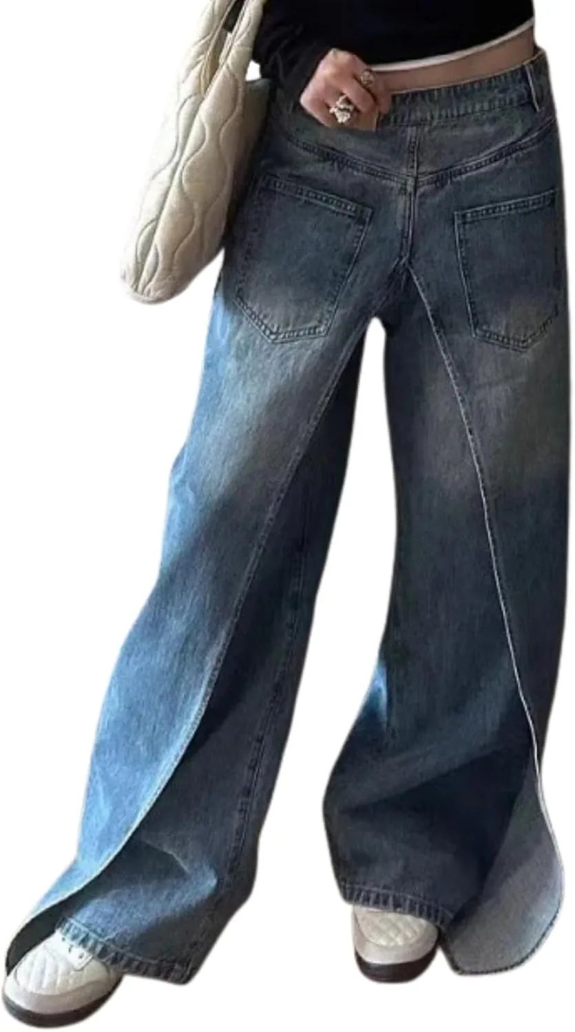 

CORIRESHA женские джинсы с пачворком в стиле винтаж, широкие и свободные