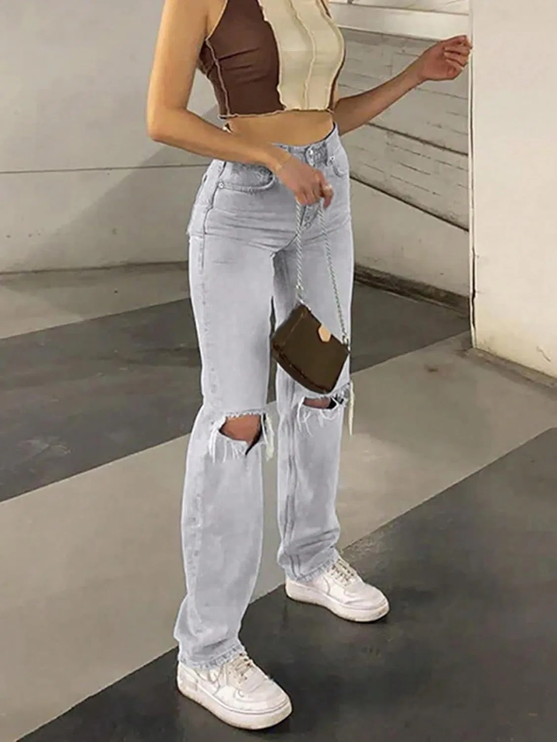 Джинсы прямые классические, Light Grey, Women's Classic Jean Pocket Straight Leg Jeans — фото 3