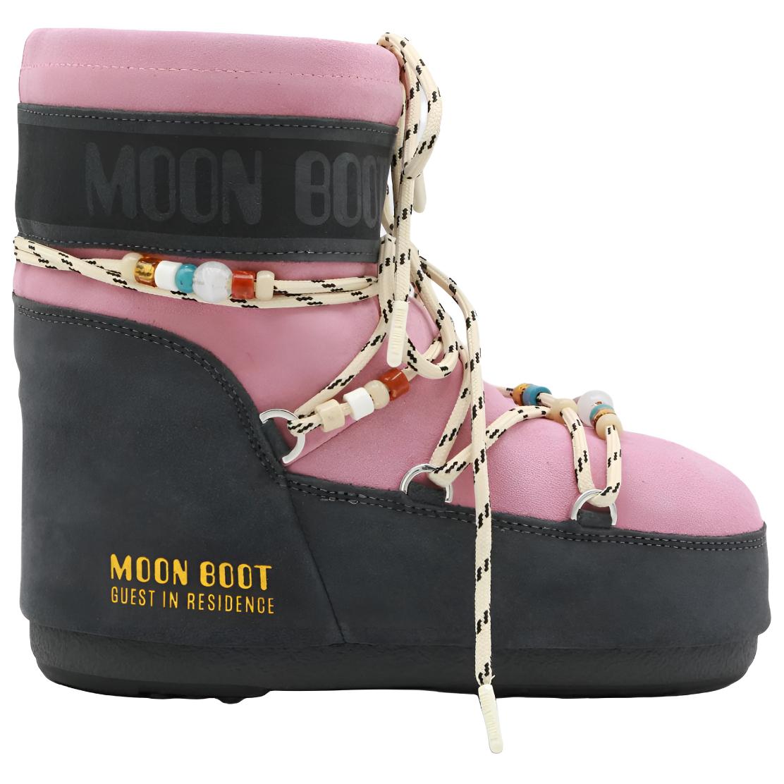 Moon Boot Замшевые короткие зимние ботинки Unisex Pink Black — фото 3