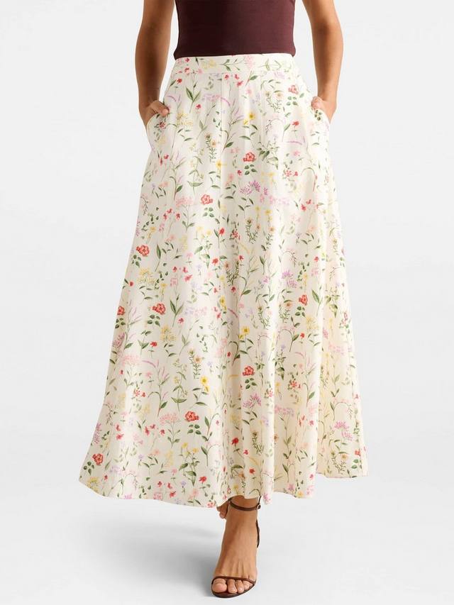 

Юбка Louisa из льняной смеси с цветочным принтом и вставками Forever New, Cream