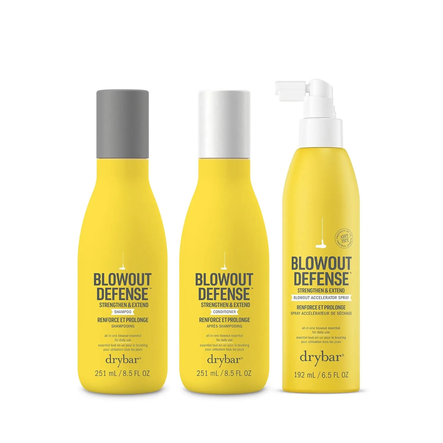 Спрей-ускоритель для укрепления и продления укладки Drybar Blowout Defense ускоряет сушку, распутывает волосы, уменьшает ломкость и обеспечивает длительную стойкость укладки.