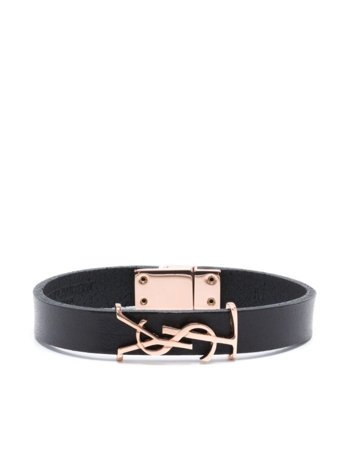 

Кожаный браслет с логотипом Saint Laurent, черный