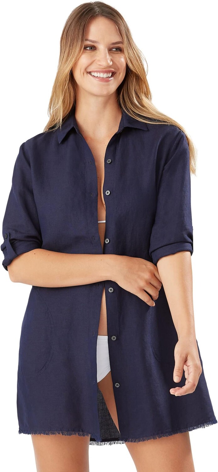 

Накидка St. Lucia Boyfriend Shirt Cover-Up Tommy Bahama, цвет Mare Navy