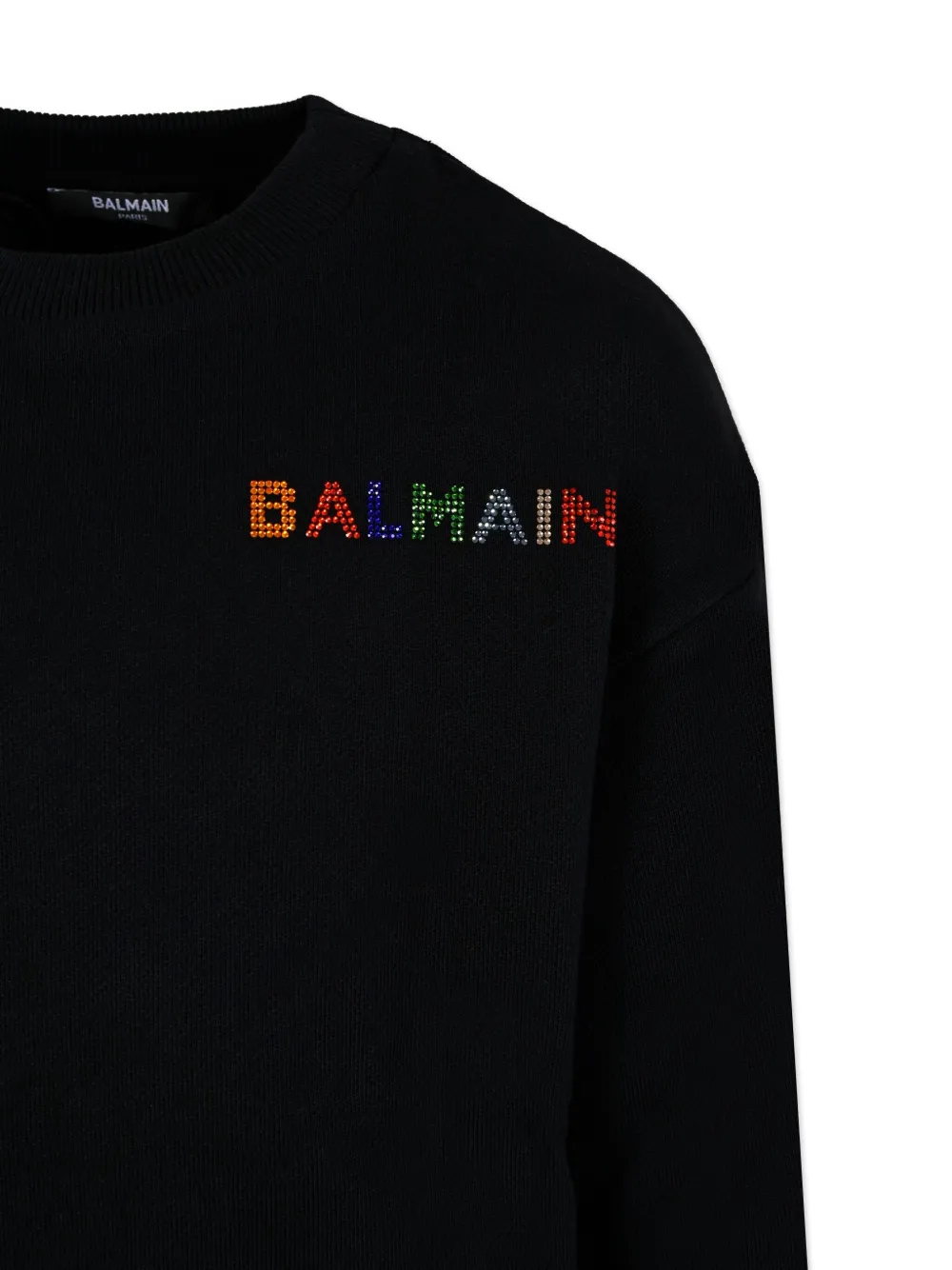 Толстовка, украшенная стразами Balmain Kids, черный — фото 3
