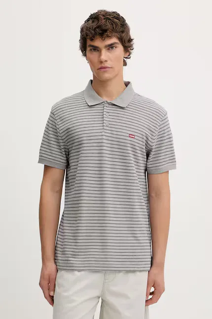 Поло из тонкого эластичного хлопка Levi's, серый