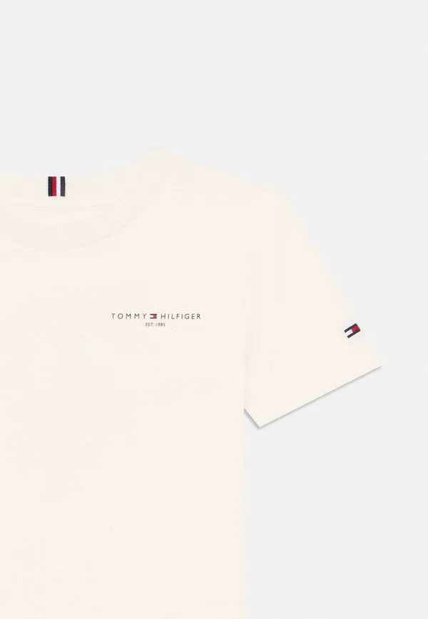 Футболка с логотипом, круглый вырез, базовая футболка Tommy Hilfiger, Ancient White — фото 4