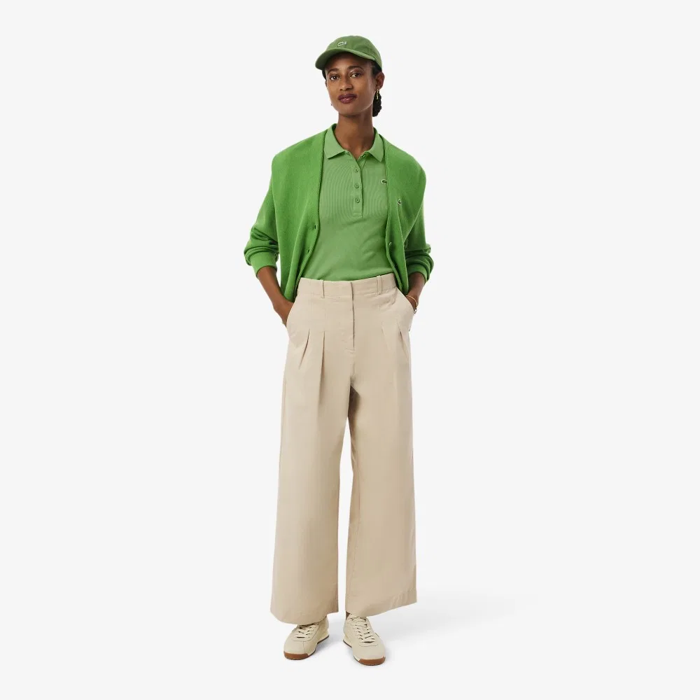 Футболка-поло Lacoste Slim Fit Ribbed Knit, зеленая — фото 4
