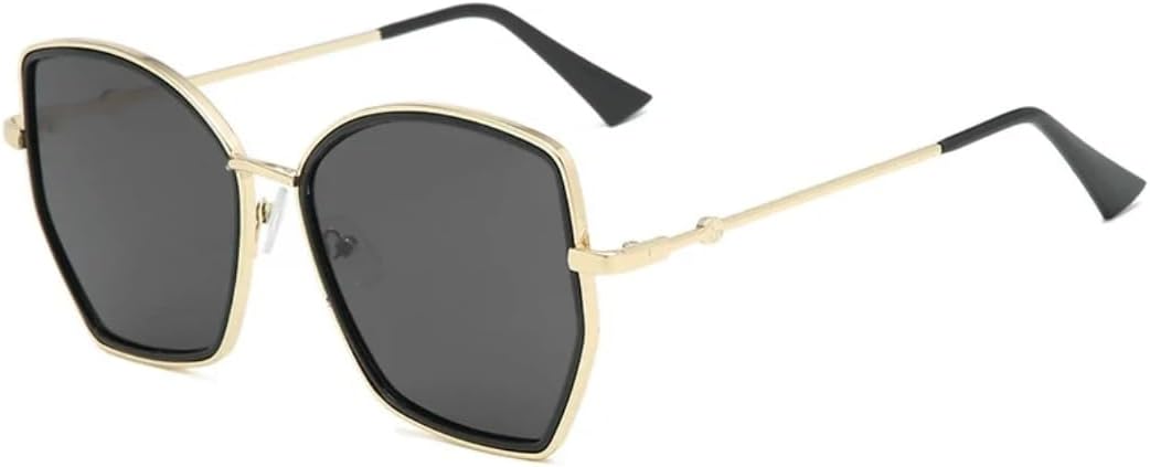 

Модные солнцезащитные очки большого размера в металлической оправе с эффектом бабочки для женщин и мужчин, роскошные, для активного отдыха, летнего туризма, с защитой от УФ-излучения UV400 TVTBBVV, Black Gold Gray