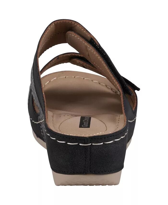 Женские босоножки на танкетке с двумя ремешками Havana GC Shoes, черный — фото 3