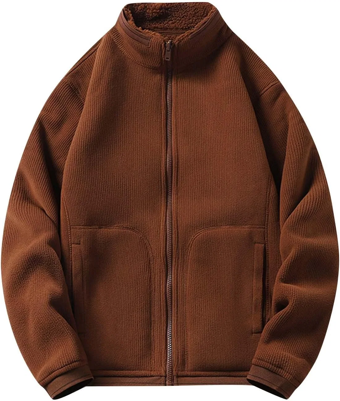 Мужская зимняя куртка, модная, на молнии, с капюшоном, в винтажном стиле, с карманами, термокуртка с длинными рукавами из флиса для мужчин — фото 2