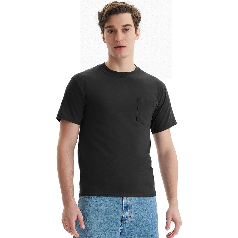

Мужская футболка с двумя карманами Hanes Beefy-T, черный
