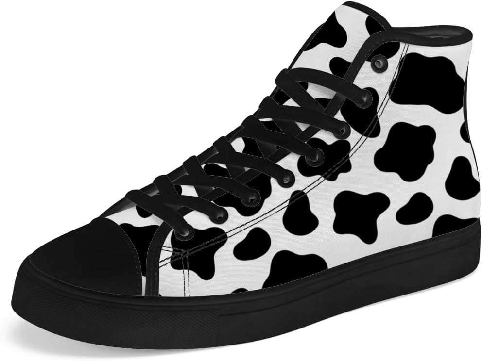 

Кеды на высокой подошве chebing с принтом коровы для женщин и мужчин, высокие кроссовки на шнуровке, повседневная обувь, подарки для мужчин и женщин, белый