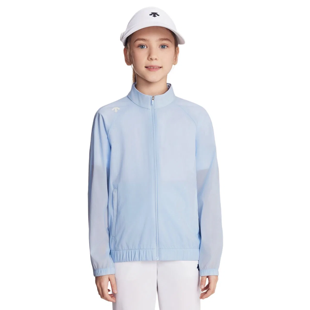 Детский топ с воротником-стойкой DESCENTE LB-LIGHT BLUE
