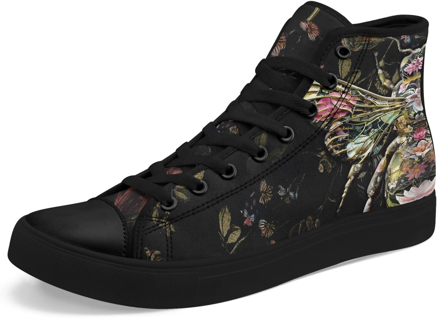 

Кроссовки на высокой подошве AWSOLE Fashion из канвы для мужчин и женщин, унисекс, с принтом пчелы, бабочки, луны и цветов, легкие повседневные обувь на плоской подошве, черный/розовый/коричневый/золотой