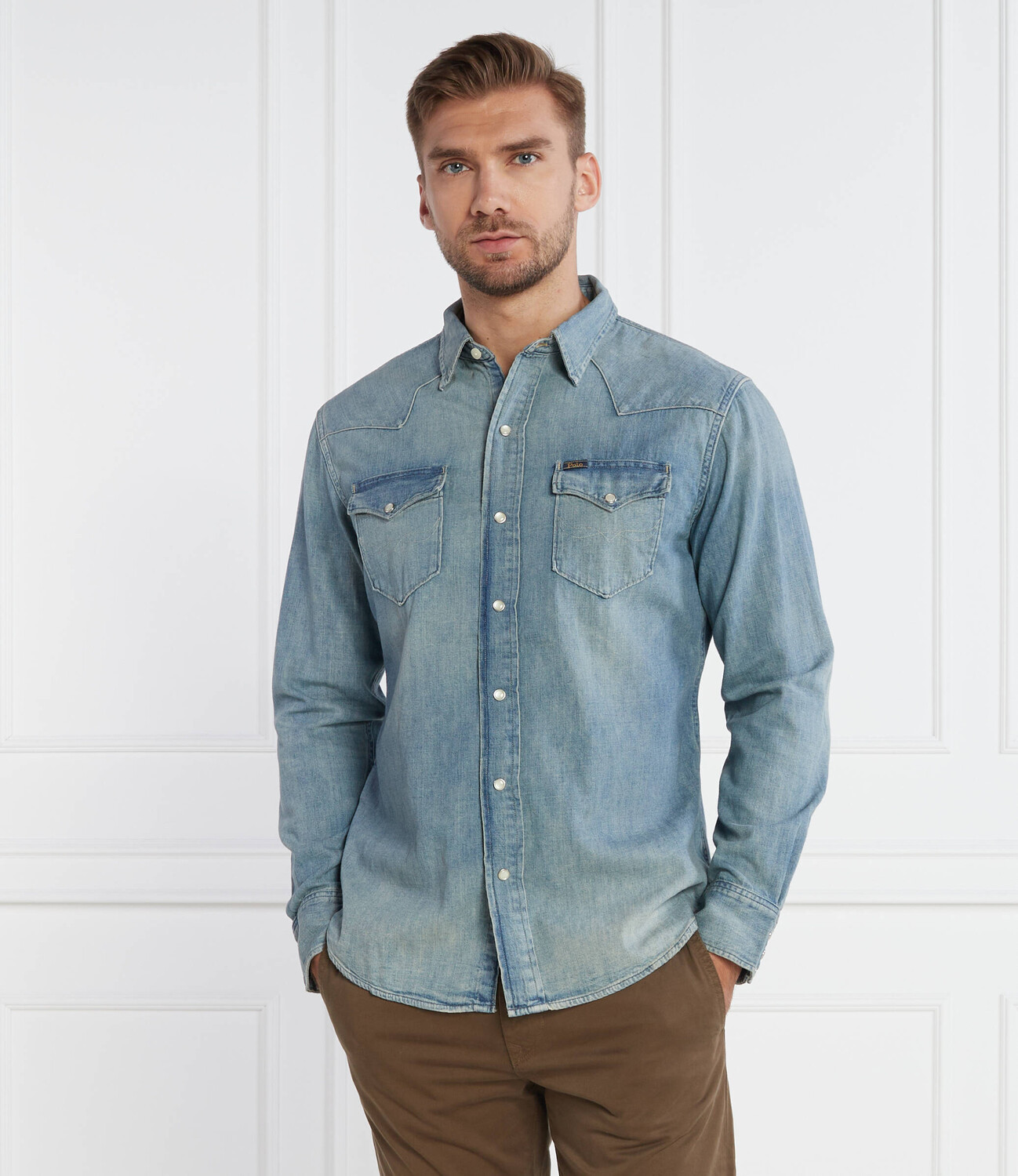 Рубашка POLO RALPH LAUREN Regular Fit denim, небесно-голубой — фото 3