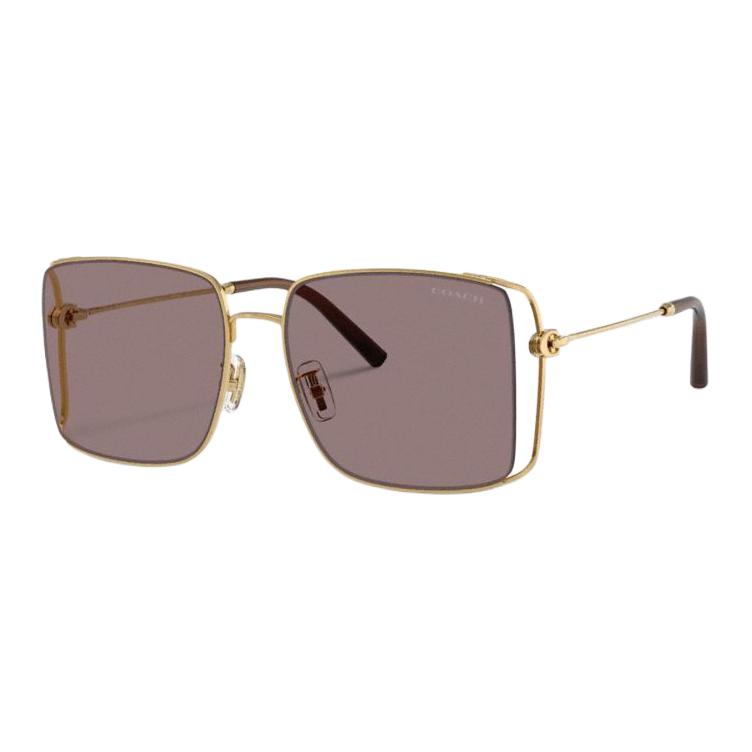 

COACH Металлические квадратные солнцезащитные очки унисекс золотые, Gold